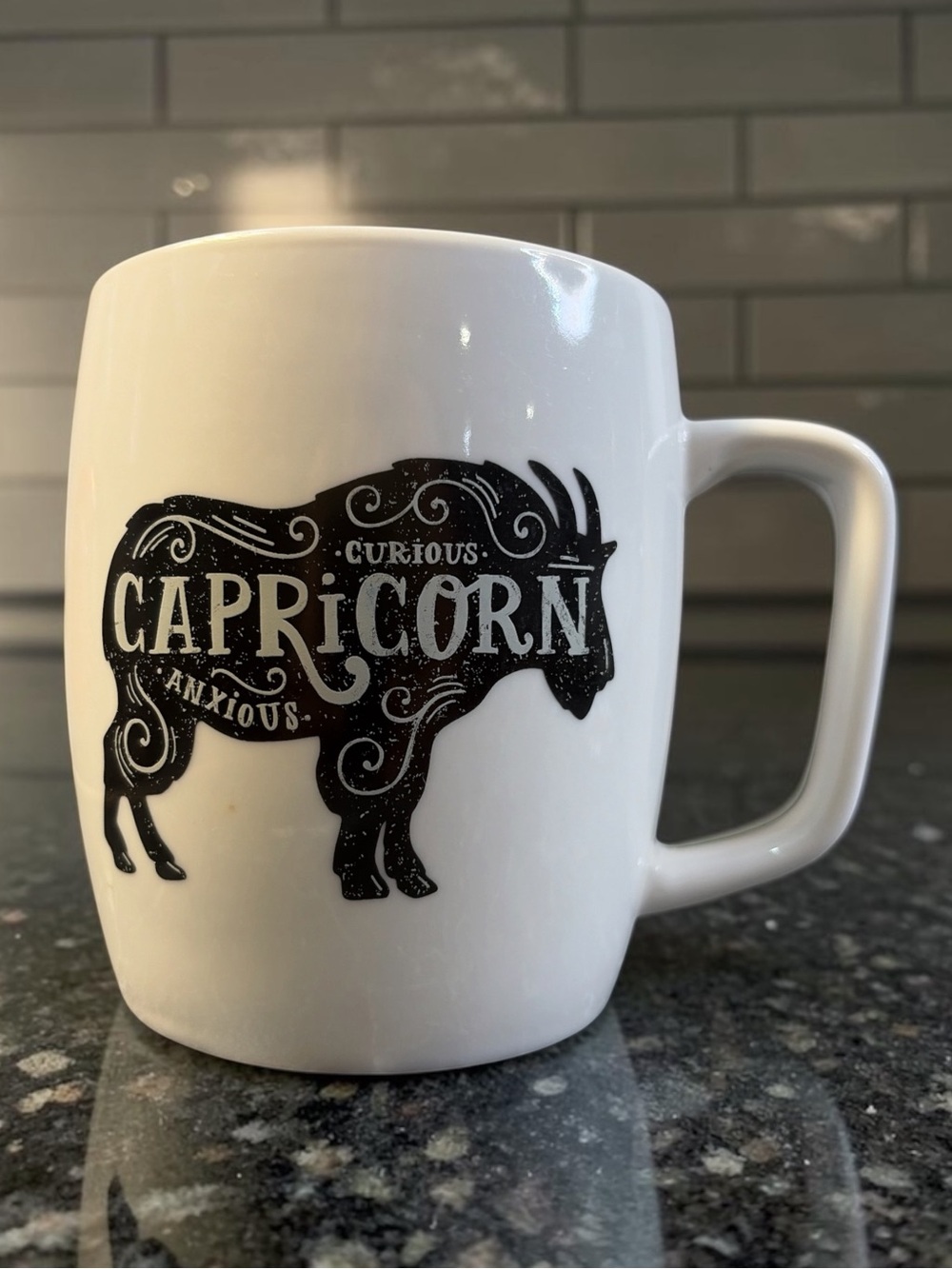 THRESHOLD CAPRICORN ZODIAC COFFEE MUG BLACK & WHITE